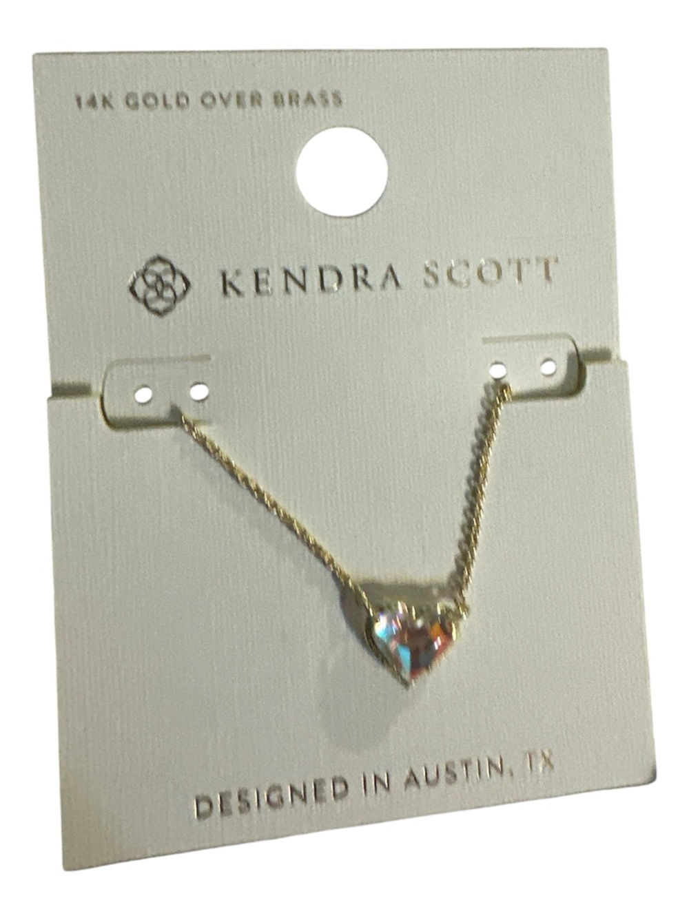 NWT Kendra Scott Gold Necklace with Iridescent Heart Pendant 14k over brass